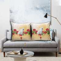 New Zealand Aotearoa Cockatoo Pillow Cover Maori Pattern With Pohutukawa Flowers LT05 - Polynesian Pride