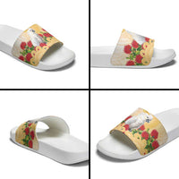 New Zealand Aotearoa Cockatoo Slide Sandals Maori Pattern With Pohutukawa Flowers LT05 - Polynesian Pride