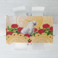 New Zealand Aotearoa Cockatoo Tablecloth Maori Pattern With Pohutukawa Flowers