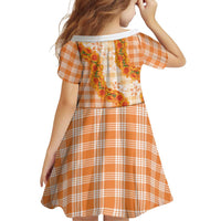Orange Hawaii Palaka Family Matching Summer Maxi Dress and Hawaiian Shirt Hawaiian Ilima Lei