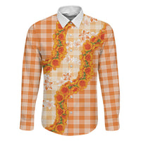 Orange Hawaii Palaka Family Matching Summer Maxi Dress and Hawaiian Shirt Hawaiian Ilima Lei