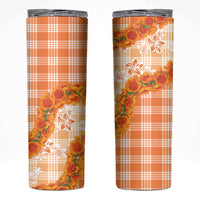 Orange Hawaii Palaka Skinny Tumbler Hawaiian Ilima Lei