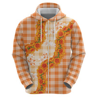 Orange Hawaii Palaka Zip Hoodie Hawaiian Ilima Lei