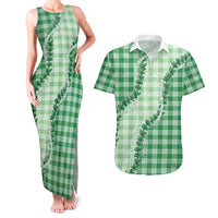 Green Hawaii Palaka Couples Matching Tank Maxi Dress and Hawaiian Shirt Hawaiian Pikake Lei LT05 Green - Polynesian Pride