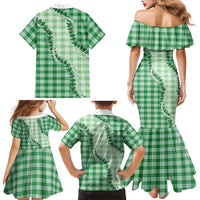 Green Hawaii Palaka Family Matching Mermaid Dress and Hawaiian Shirt Hawaiian Pikake Lei