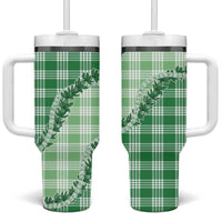 Green Hawaii Palaka Tumbler With Handle Hawaiian Pikake Lei