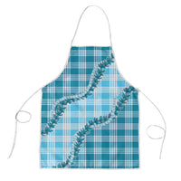 Blue Hawaii Palaka Apron Hawaiian Pikake Lei