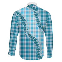 Blue Hawaii Palaka Family Matching Long Sleeve Bodycon Dress and Hawaiian Shirt Hawaiian Pikake Lei