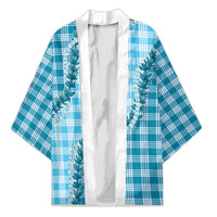 Blue Hawaii Palaka Kimono Hawaiian Pikake Lei LT05 Unisex Blue - Polynesian Pride