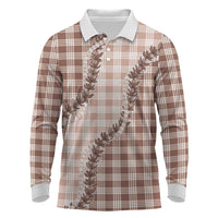 Beige Hawaii Palaka Long Sleeve Polo Shirt Hawaiian Pikake Lei LT05 Beige - Polynesian Pride