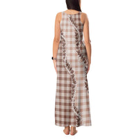 Beige Hawaii Palaka Tank Maxi Dress Hawaiian Pikake Lei LT05 - Polynesian Pride