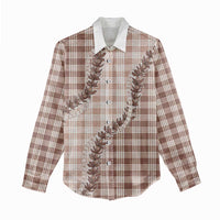 Beige Hawaii Palaka Women Casual Shirt Hawaiian Pikake Lei LT05 - Polynesian Pride