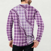 Violet Hawaii Palaka Button Sweatshirt Hawaiian Pikake Lei LT05 - Polynesian Pride