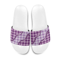 Violet Hawaii Palaka Slide Sandals Hawaiian Pikake Lei LT05 Violet - Polynesian Pride
