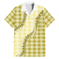 Yellow Hawaii Palaka Family Matching Summer Maxi Dress and Hawaiian Shirt Hawaiian Pikake Lei LT05 Dad's Shirt - Short Sleeve Yellow - Polynesian Pride