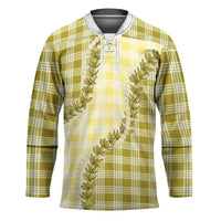 Yellow Hawaii Palaka Hockey Jersey Hawaiian Pikake Lei LT05 Unisex Yellow - Polynesian Pride