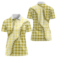 Yellow Hawaii Palaka Women Polo Shirt Hawaiian Pikake Lei LT05 - Polynesian Pride