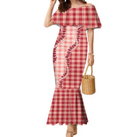 Red Hawaii Palaka Mermaid Dress Hawaiian Pikake Lei LT05 Women Red - Polynesian Pride