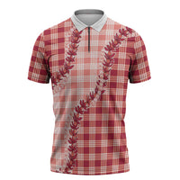 Red Hawaii Palaka Zipper Polo Shirt Hawaiian Pikake Lei LT05 Red - Polynesian Pride
