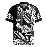 Hawaii Maui Upena Kiloi Rugby Jersey Kakau Tribal Pattern Black Version