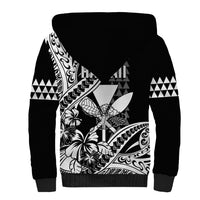 Hawaii Maui Upena Kiloi Sherpa Hoodie Kakau Tribal Pattern Black Version