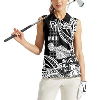 Hawaii Maui Upena Kiloi Women Sleeveless Polo Shirt Kakau Tribal Pattern Black Version