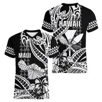 Hawaii Maui Upena Kiloi Women V-Neck T-Shirt Kakau Tribal Pattern Black Version