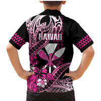 Hawaii Maui Upena Kiloi Family Matching Mermaid Dress and Hawaiian Shirt Kakau Tribal Pattern Pink Version