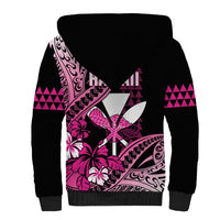 Hawaii Maui Upena Kiloi Sherpa Hoodie Kakau Tribal Pattern Pink Version