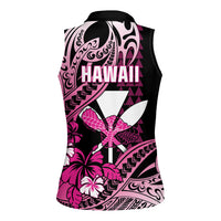 Hawaii Maui Upena Kiloi Women Sleeveless Polo Shirt Kakau Tribal Pattern Pink Version