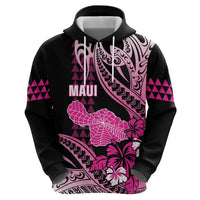 Hawaii Maui Upena Kiloi Zip Hoodie Kakau Tribal Pattern Pink Version