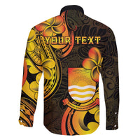 Personalised Kiribati Independence Day Family Matching Off The Shoulder Long Sleeve Dress and Hawaiian Shirt 46th Anniversary