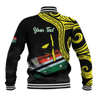 Personalised Vanuatu Penama Day Baseball Jacket Grunge Flag Style - Polynesian Pride