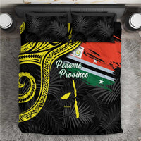 Vanuatu Penama Day Bedding Set Grunge Flag Style LT05 Black - Polynesian Pride