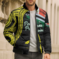 Personalised Vanuatu Penama Day Bomber Puffer Jacket Grunge Flag Style - Polynesian Pride