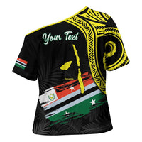 Personalised Vanuatu Penama Day Cross Shoulder Shirt Grunge Flag Style - Polynesian Pride