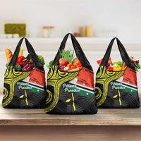 Vanuatu Penama Day Grocery Bag Grunge Flag Style LT05 3-pack One Size Black - Polynesian Pride