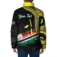 Personalised Vanuatu Penama Day Padded Jacket Grunge Flag Style - Polynesian Pride