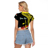 Personalised Vanuatu Penama Day Raglan Cropped T Shirt Grunge Flag Style - Polynesian Pride
