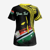 Personalised Vanuatu Penama Day Scrub Top Grunge Flag Style - Polynesian Pride