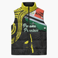 Personalised Vanuatu Penama Day Sleeveless Puffer Jacket Grunge Flag Style - Polynesian Pride
