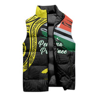Personalised Vanuatu Penama Day Sleeveless Puffer Jacket Grunge Flag Style - Polynesian Pride