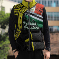 Personalised Vanuatu Penama Day Sleeveless Puffer Jacket Grunge Flag Style - Polynesian Pride
