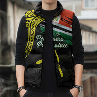 Personalised Vanuatu Penama Day Sleeveless Puffer Jacket Grunge Flag Style - Polynesian Pride