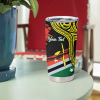 Personalised Vanuatu Penama Day Tumbler Cup Grunge Flag Style - Polynesian Pride