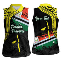Personalised Vanuatu Penama Day Women Sleeveless Polo Shirt Grunge Flag Style - Polynesian Pride
