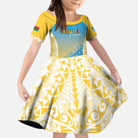 Personalised Vanuatu Sanma Day Family Matching Off The Shoulder Long Sleeve Dress and Hawaiian Shirt Special Style - Polynesian Pride