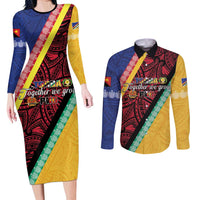 Love Torba PNG Day Couples Matching Long Sleeve Bodycon Dress and Long Sleeve Button Shirt Together We Grow - Polynesian Pride