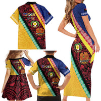 Love Torba PNG Day Family Matching Short Sleeve Bodycon Dress and Hawaiian Shirt Together We Grow - Polynesian Pride