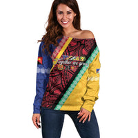 Love Torba PNG Day Off Shoulder Sweater Together We Grow - Polynesian Pride